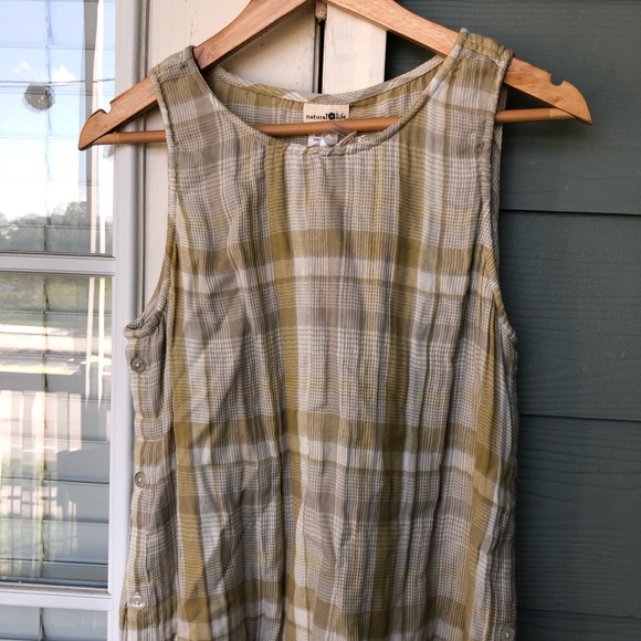 Natural Life Plaid Shift Dress Button Medium - Picture 2 of 9
